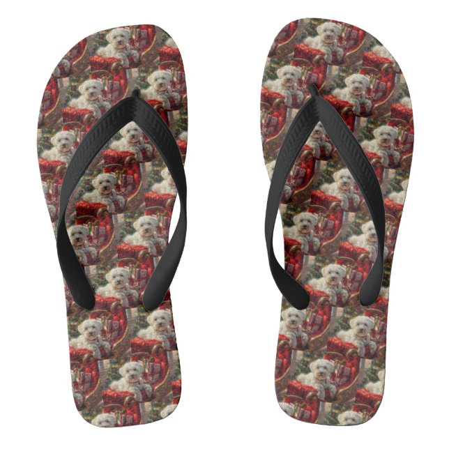 Chanclas Perro maltés navideño festivo (Plantilla)