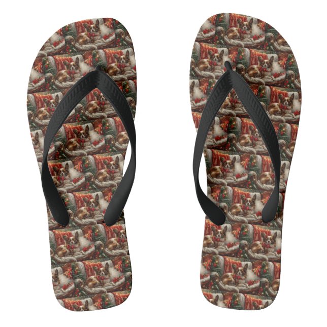 Chanclas Perro Papillon Navidad Festiva (Plantilla)