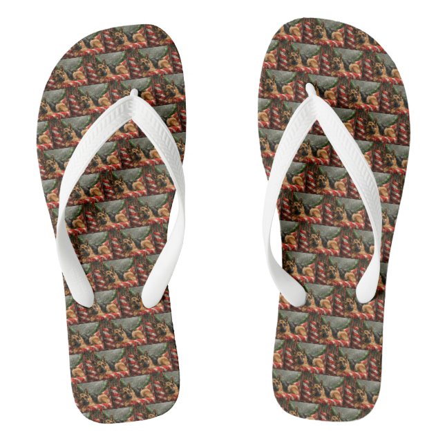Chanclas Perro Pastor Alemán Festivo de Navidad (Plantilla)