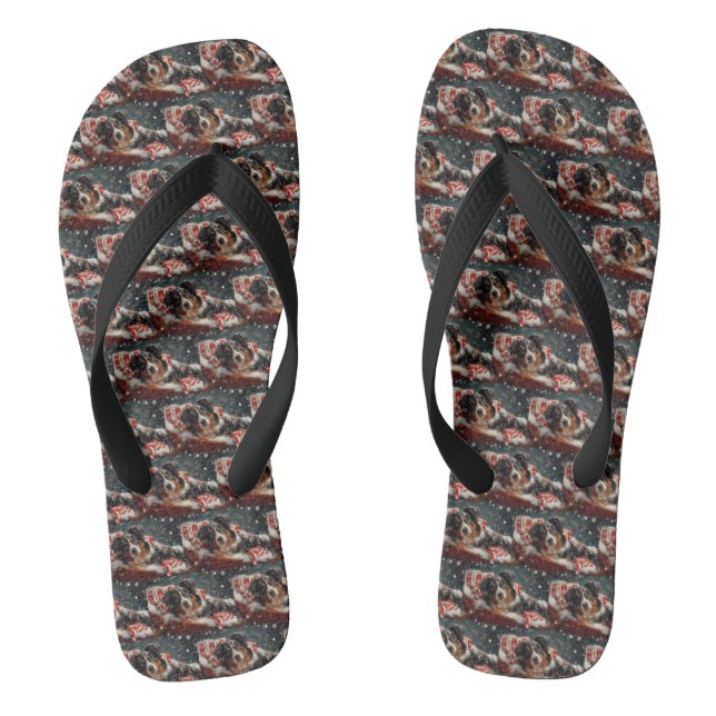 Chanclas Perro Pastor Australiano Fiesta de Navidad (Plantilla)