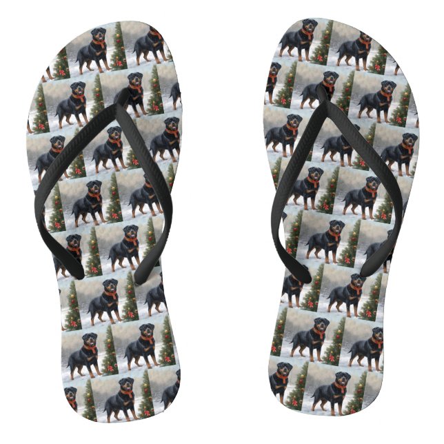 Chanclas Perro Rottweiler en Navidades de Nieve (Plantilla)