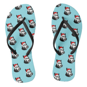Chanclas Perro Schnauzer con patrón Santa Hat de Navidades