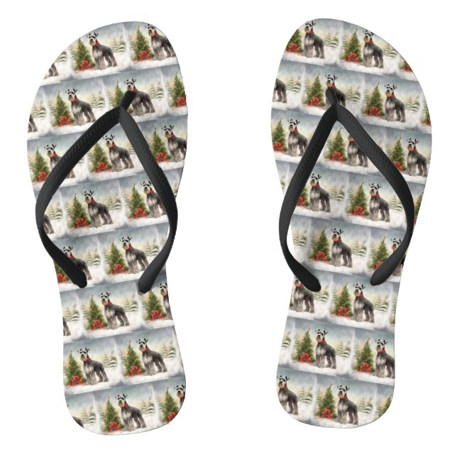Chanclas Perro Schnauzer en Navidad con Nieve (Plantilla)