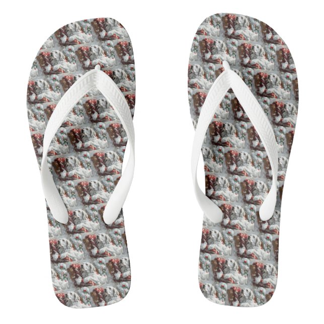Chanclas Perro Setter Inglés Festividad de Navidad (Plantilla)