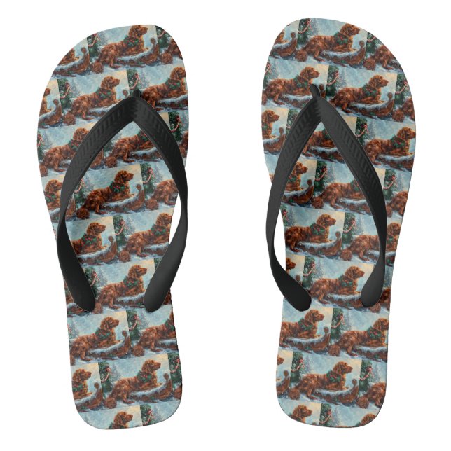 Chanclas Perro Setter Rojo Irlandés Festividad de Navidad (Plantilla)