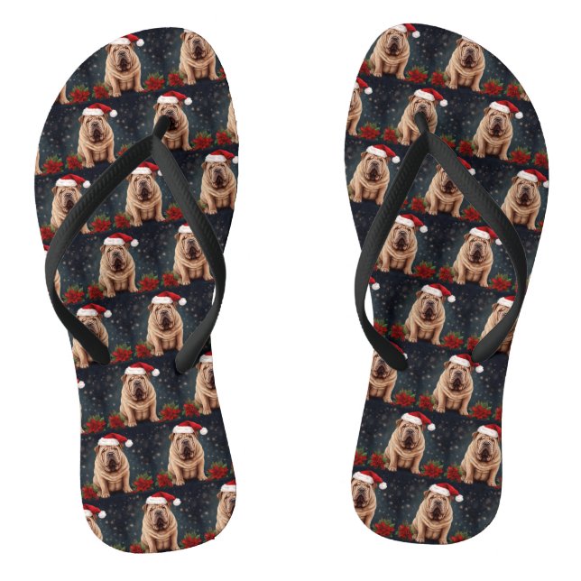 Chanclas Perro Shar Pei en Navidades de nieve (Plantilla)