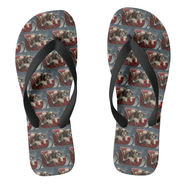 Chanclas Perro Shih Tzu Navidad Festiva (Plantilla)