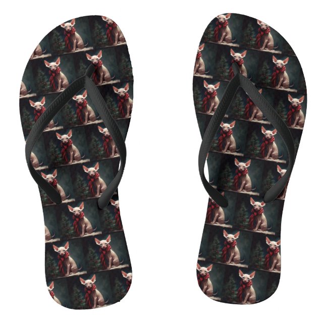 Chanclas Perro Sphynx en Navidad con Nieve (Plantilla)