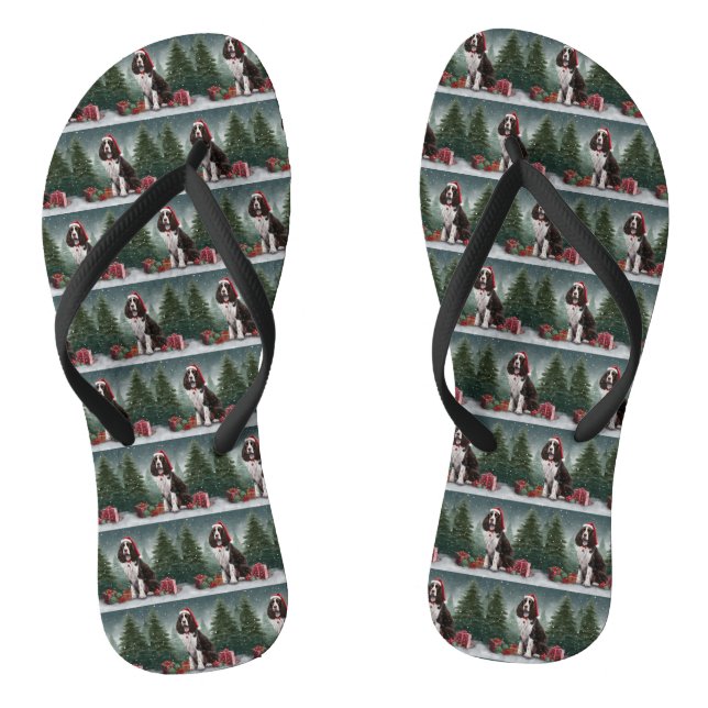 Chanclas Perro Springer Spaniel en la Navidad de la Nieve (Plantilla)