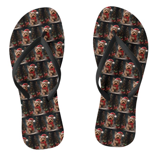 Chanclas Perro Terrier de Yorkshire en Navidades de Nieve (Plantilla)