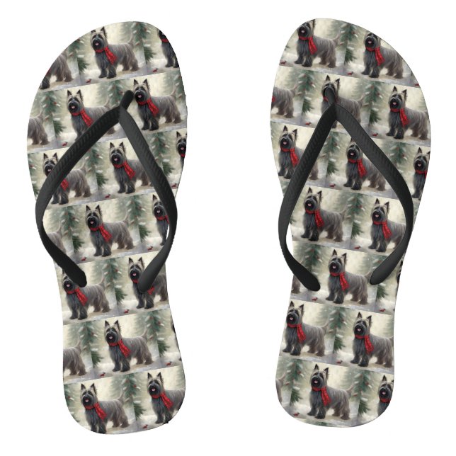 Chanclas Perro Terrier Skye en Navidad con nieve  (Plantilla)
