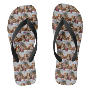 Chanclas Perro Tolero de Pato de Nueva Escocia Fiesta Navid