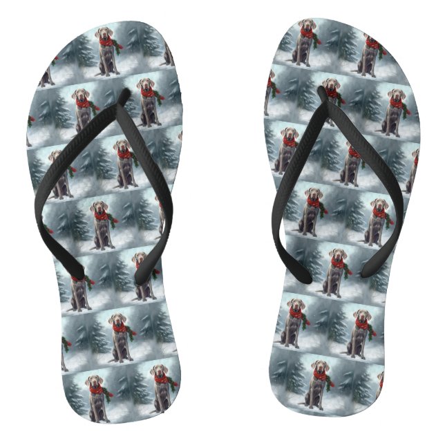 Chanclas Perro Weimaraner en Navidades de nieve (Plantilla)