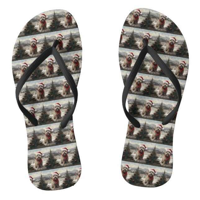 Chanclas Perro Yorkipoo en Navidades de nieve (Plantilla)