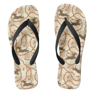 Chanclas perros afortunados con fondo de salchichas