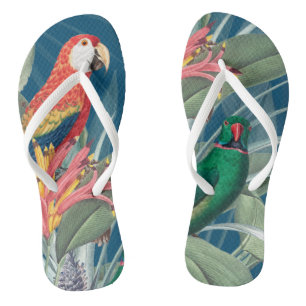 Chanclas Perros tropicales y azul oscuro floral