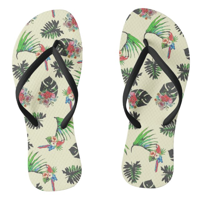 Chanclas Perros tropicales y patrón floral (Plantilla)