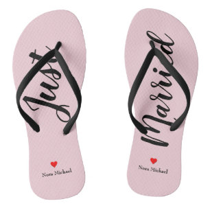 Chanclas Personaliza sólo chanzas casadas en rosa pálido