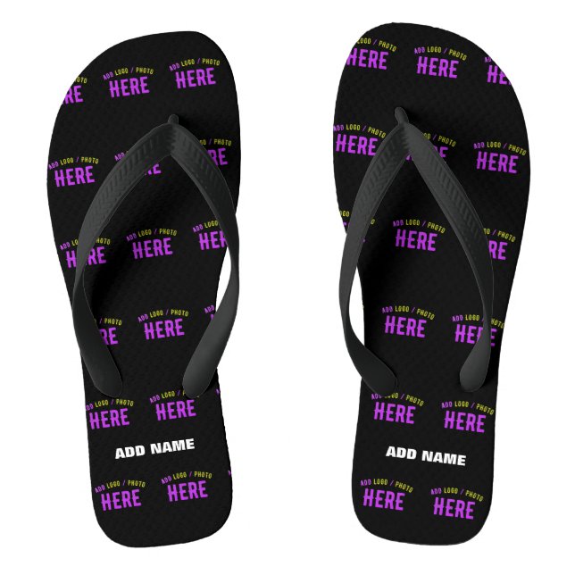 CHANCLAS PERSONALIZABLE MODERNO ESTILO NEGRO VERIFICADO MAR (Plantilla)