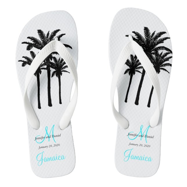 Chanclas Personalizado Beach Jamaica Boda Flip Flops (Plantilla)