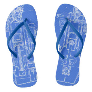 Chanclas Personalizado BLANCO AZUL DE VINTAJE DE DIBUJO MEC