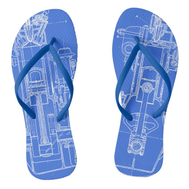 Chanclas Personalizado BLANCO AZUL DE VINTAJE DE DIBUJO MEC (Plantilla)