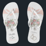 Chanclas Personalizado Boda de novia<br><div class="desc">¡boda Flip Flops por la novia del bonito! Personalice y agregue sus nombres personalizados y la fecha de boda.</div>
