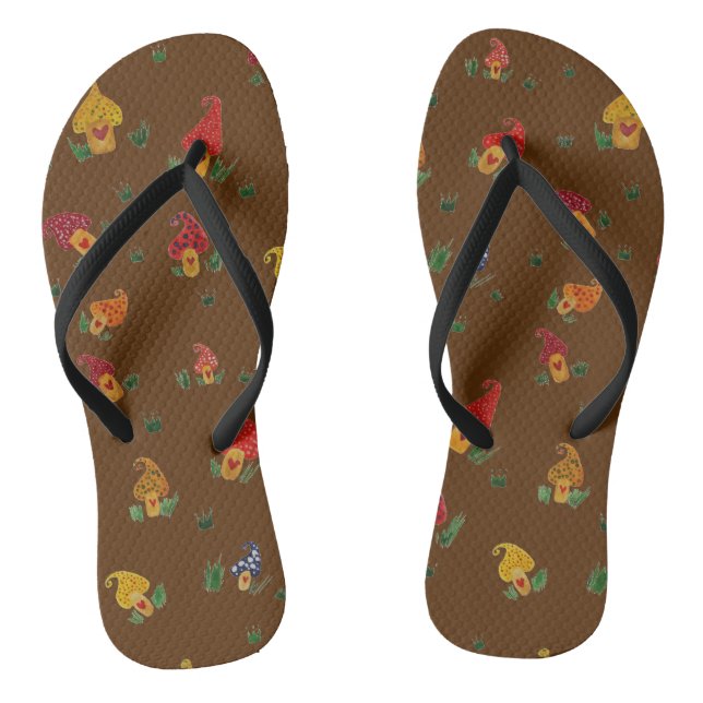 Chanclas Personalizado de champiñones Adulto, Correa delgad (Plantilla)