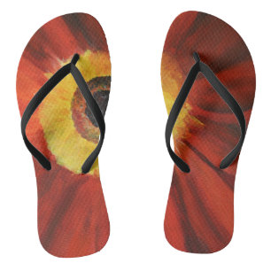 Chanclas Personalizado de Flor Roja Adulto, Correas delgada