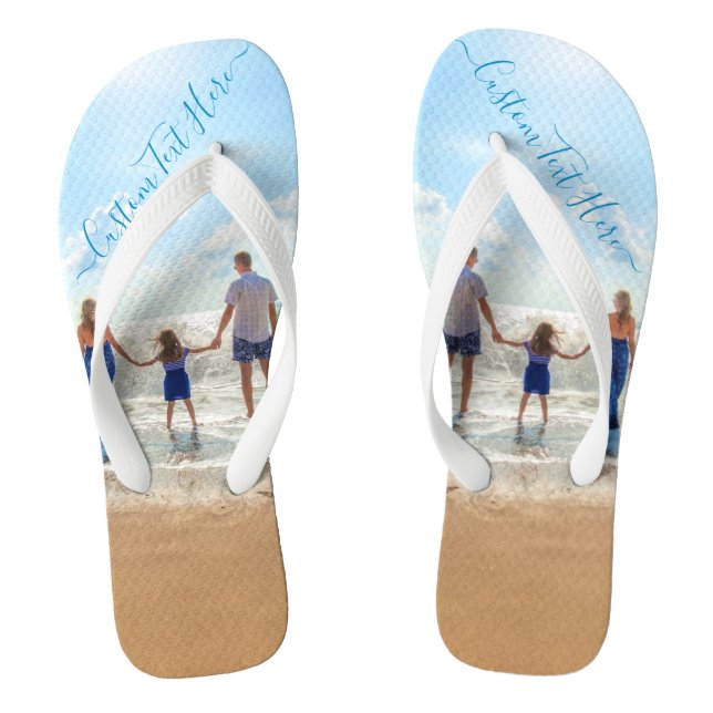 Chanclas Personalizado de texto de foto voltea tus fotos fa (Plantilla)