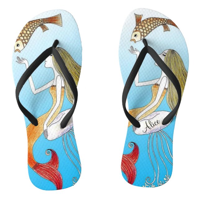 Chanclas Personalizado debajo de la sirena hermosa del mar (Plantilla)