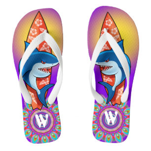 Chanclas Personalizado Flip Flops Shark surf hippy boho mor