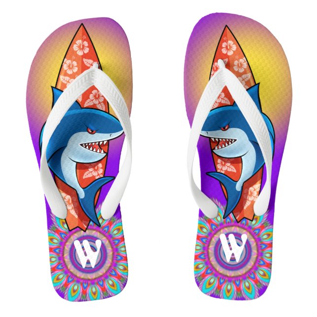 Chanclas Personalizado Flip Flops Shark surf hippy boho mor (Plantilla)