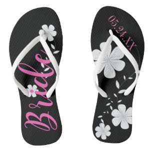 Chanclas Personalizado floral blanco de la novia