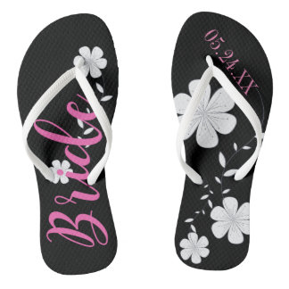 Chanclas Personalizado floral blanco de la novia