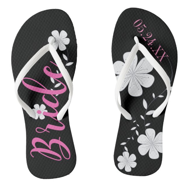 Chanclas Personalizado floral blanco de la novia (Plantilla)