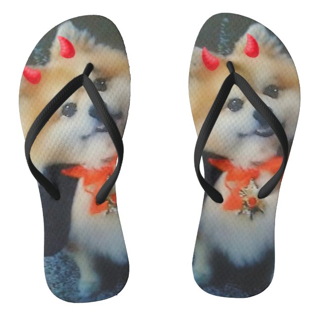 Chanclas Personalizado lindo Pomeranian Dog Photo Flip Flop (Plantilla)