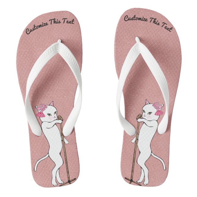 Chanclas Personalizado Mensajes de texto / Rosa Purpurina d (Plantilla)