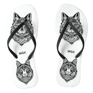 Chanclas Personalizado Monograma Gato Ornamental