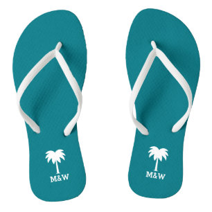 Chanclas Personalizado monograma palmera de la playa flops 