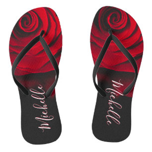 Chanclas Personalizado monograma rojo rosa vintage fotograf