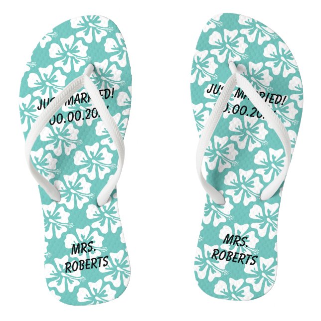 Chanclas Personalizado mr y mrs pareja bodas en la playa (Plantilla)