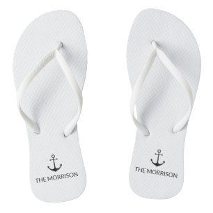 Chanclas Personalizado Náutico Nombre del bote Anuncio blan