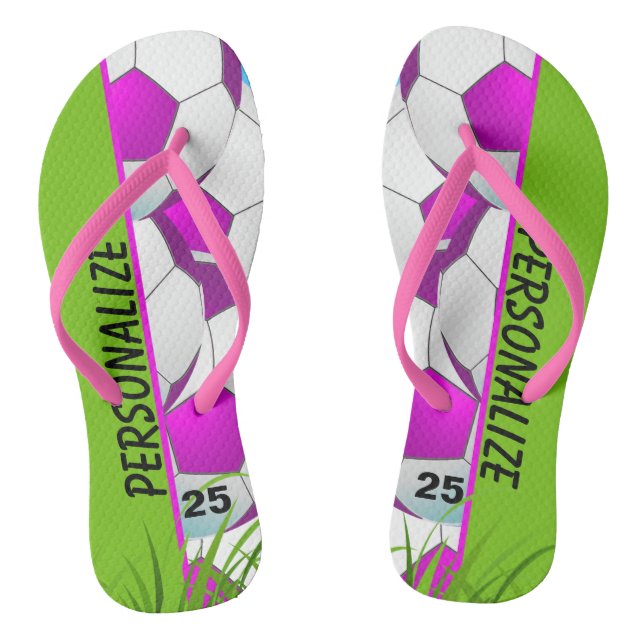 Chanclas Personalizado rosado del fútbol (Plantilla)