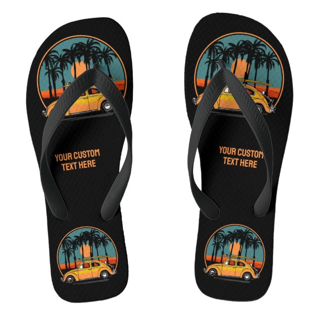 Chanclas Personalizado Textos Playa Tropical Atardecer (Plantilla)