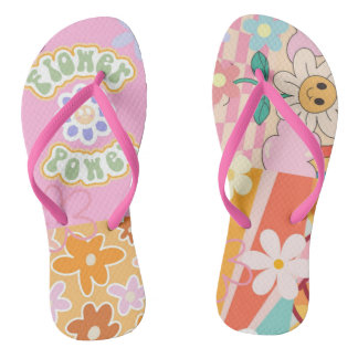 Chanclas Personalizar Flower Power Beach Flip Flops de Retr