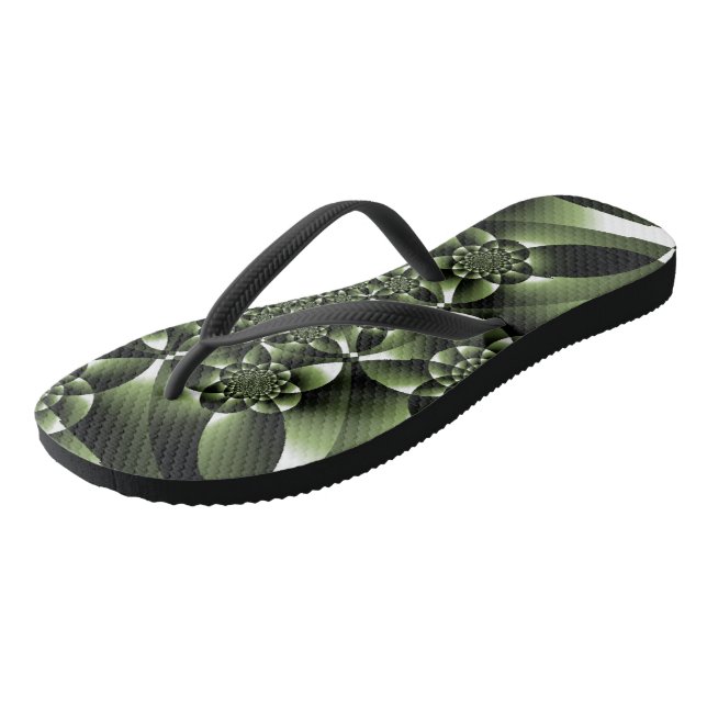 Chanclas Pétalos de Hoja de Bosque Verde Blanco (Angular)
