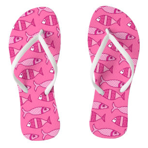 Chanclas Pez moderno retro, fucsia, rosa claro, rosa intens