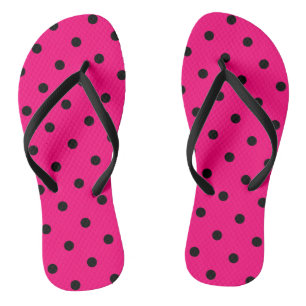 Chanclas Picos/puntos de polka rosados/negros Flip Flops