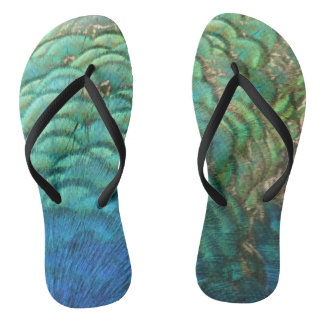 Chanclas Pies de pavo real en colorido Resumen Diseño de la